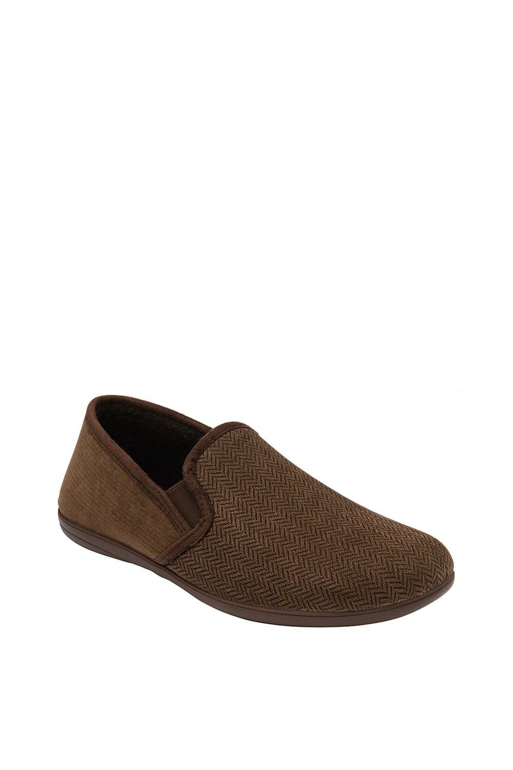 Lotus Lotus Men's 'Peter' Textile Full Slippers in Brown