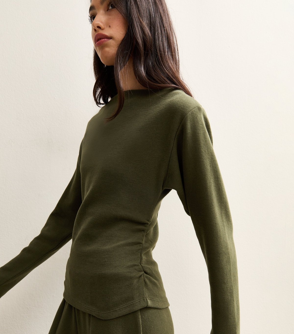 New Look Women's Khaki Soft Touch Slash Neck Top New Look - 3