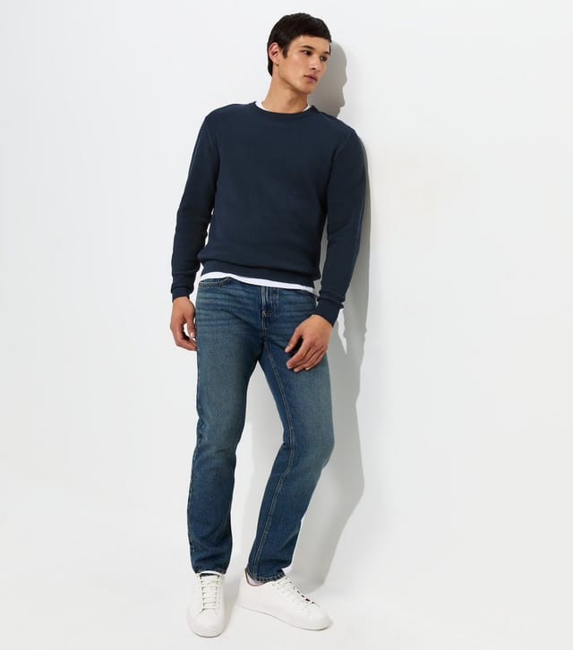 New Look Men's Dark Blue Regular Cotton Rich Crew Neck Jumper New Look - 2
