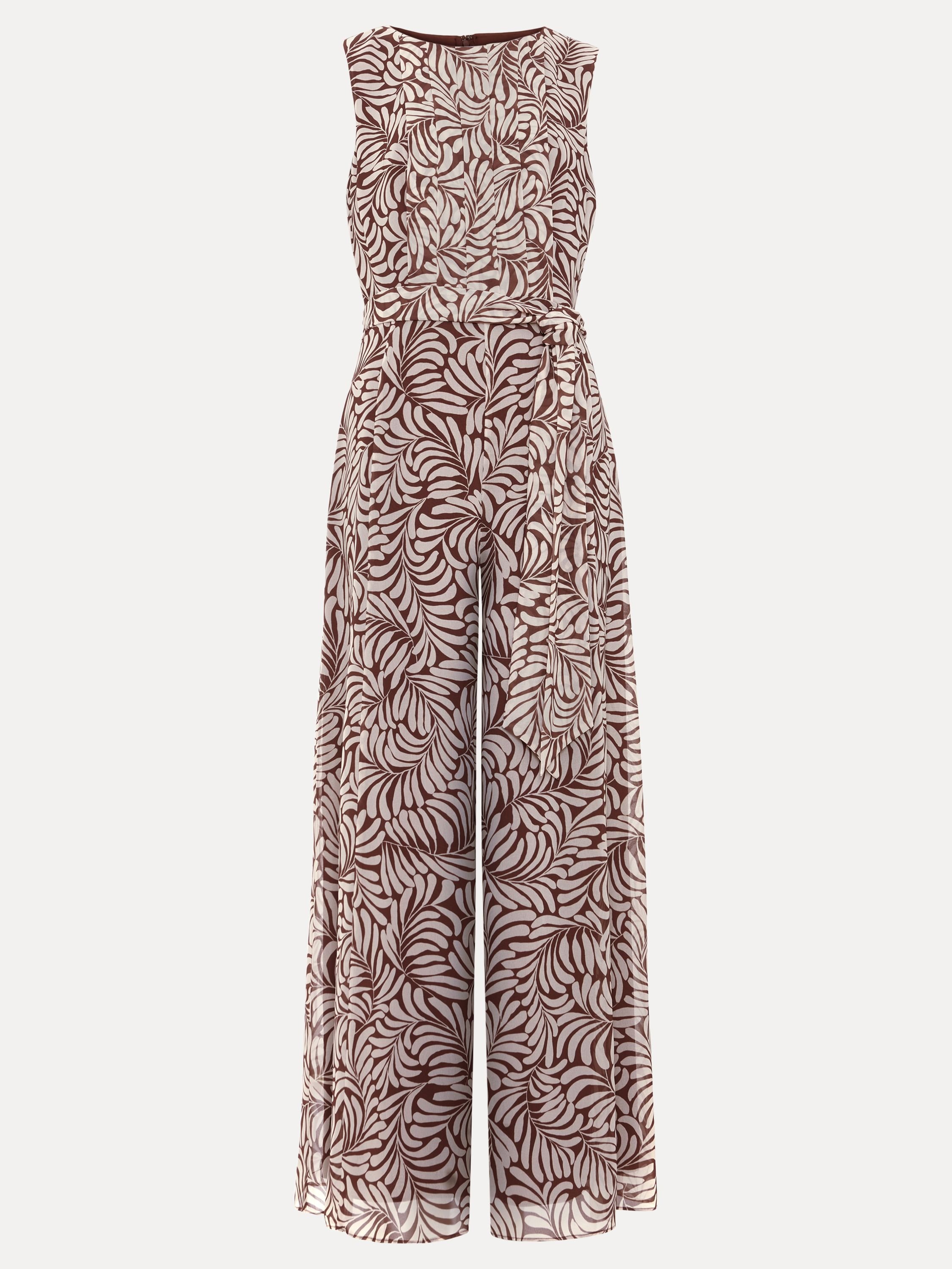 Phase Eight Phase Eight Women's Janine Leaf Sleeveless Jumpsuit in Chocolate - 2