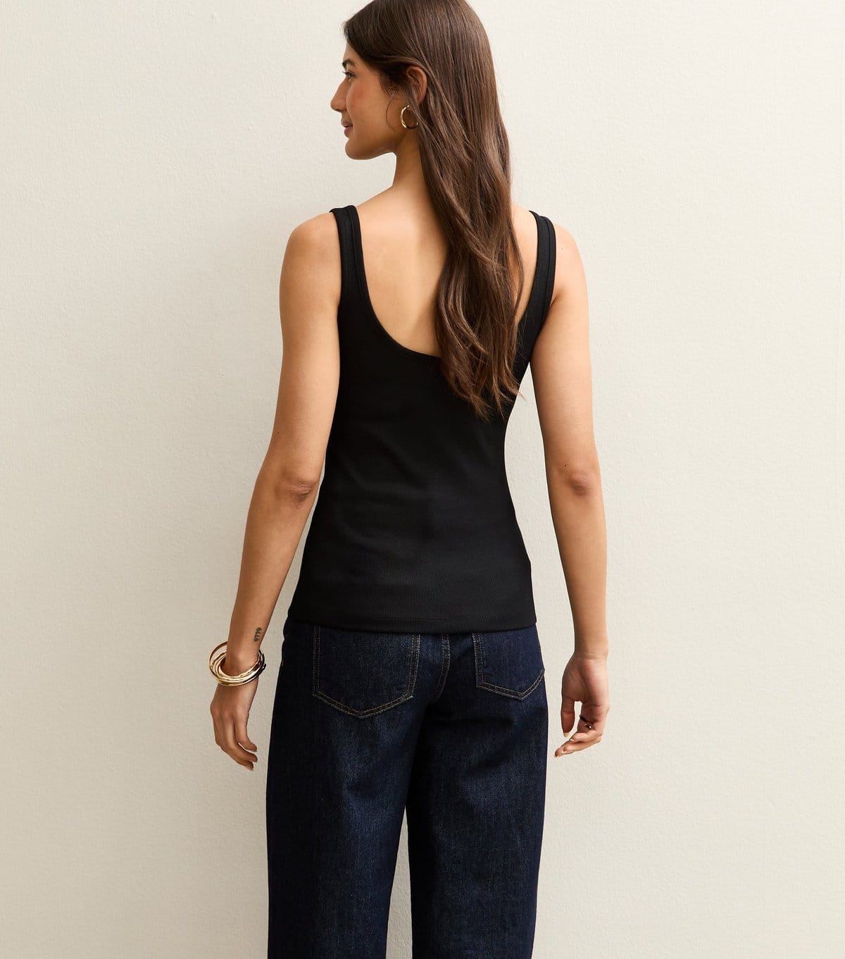 New Look Women's Black Ribbed Button Up Tank Top New Look - 4