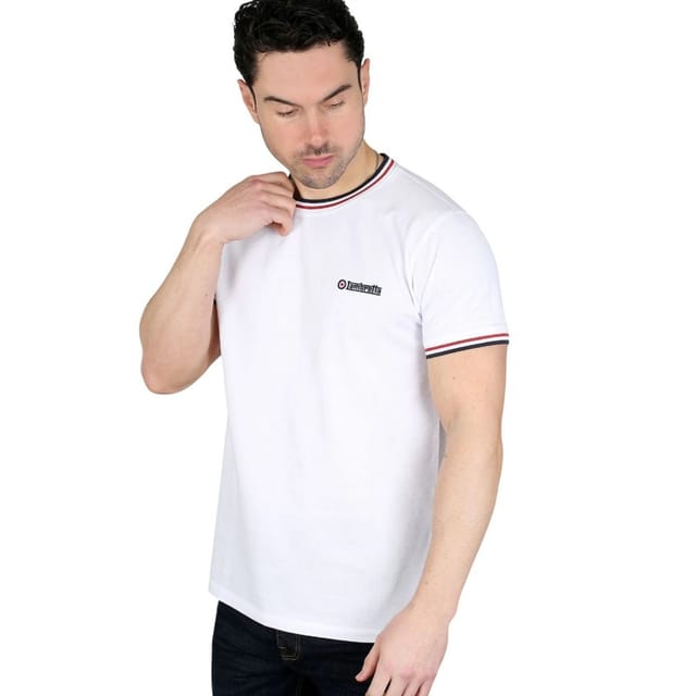 Lambretta Lambretta Men's SS25 Triple Tipped Pique T-Shirt in Off-White - 3