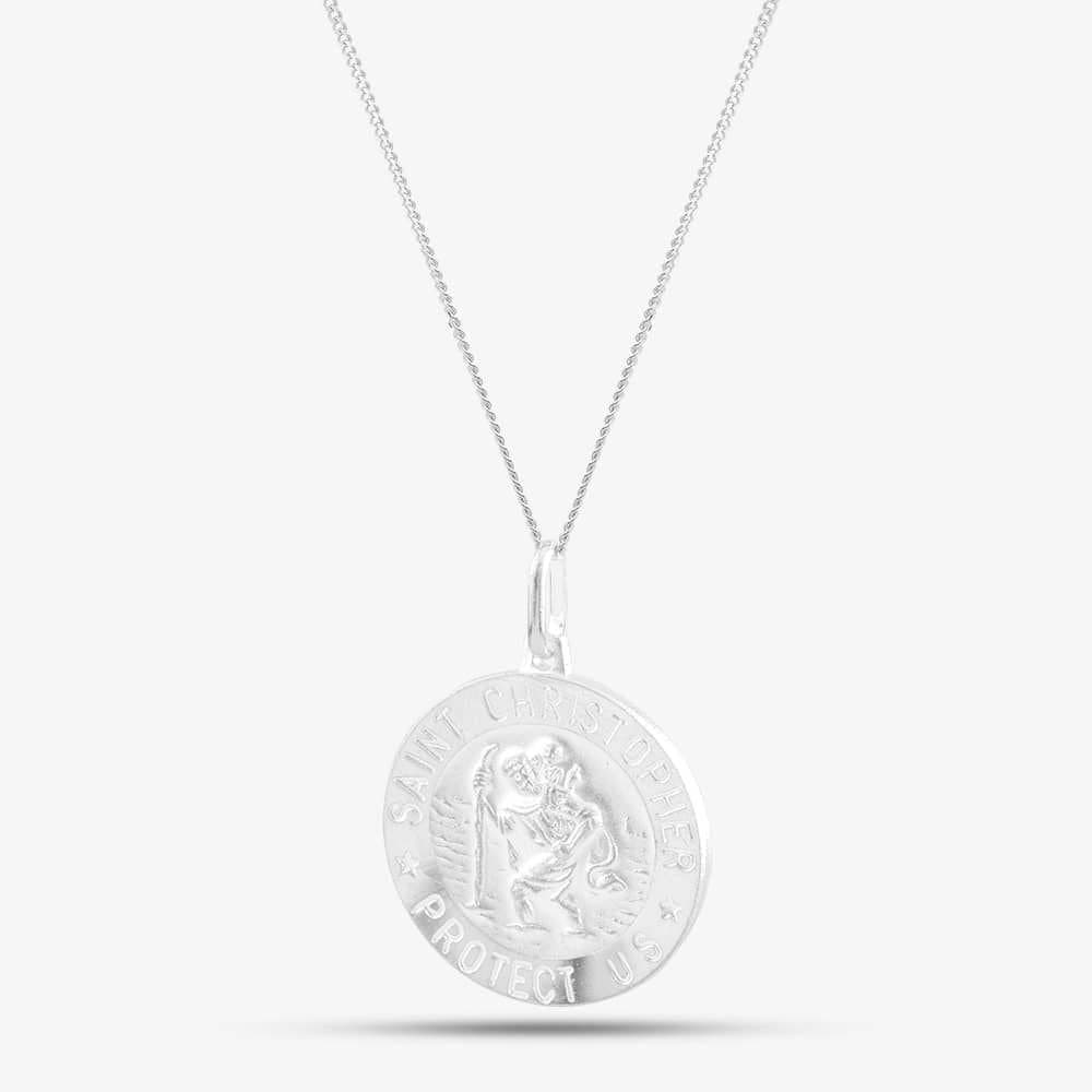 T.H.Baker T.H.Baker Women's Silver Round Engraved St. Christopher Pendant 8-61-8079