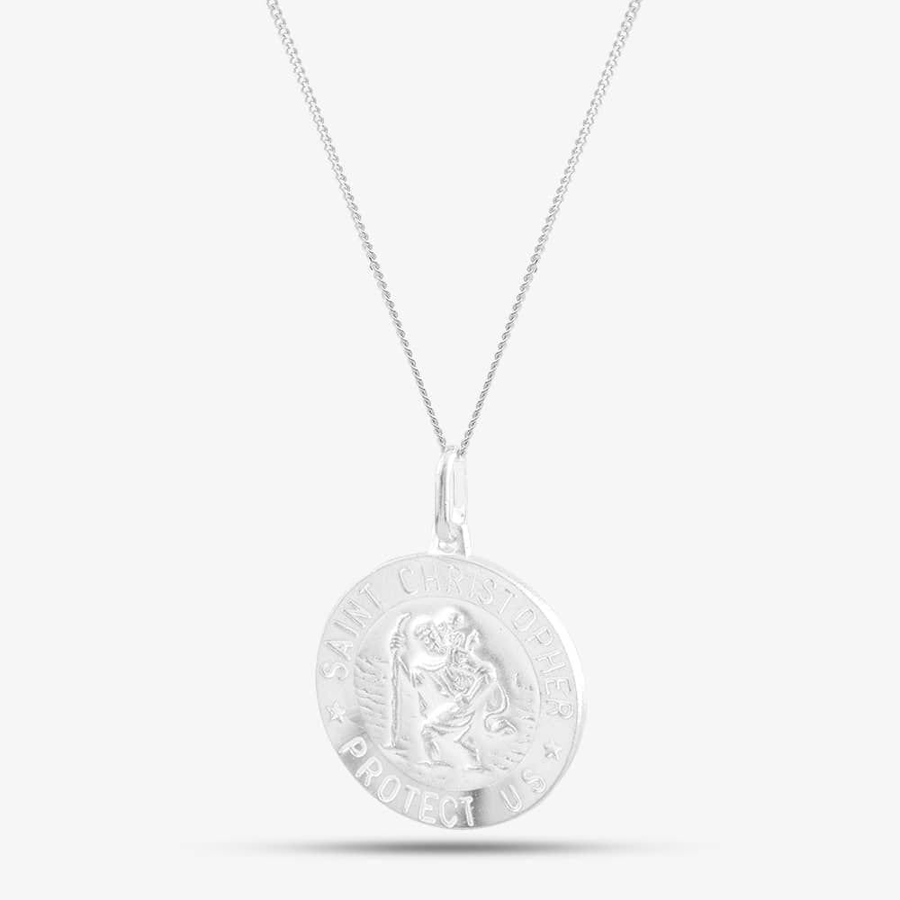 T.H.Baker T.H.Baker Women's Silver Round Engraved St. Christopher Pendant 8-61-8079 - 1
