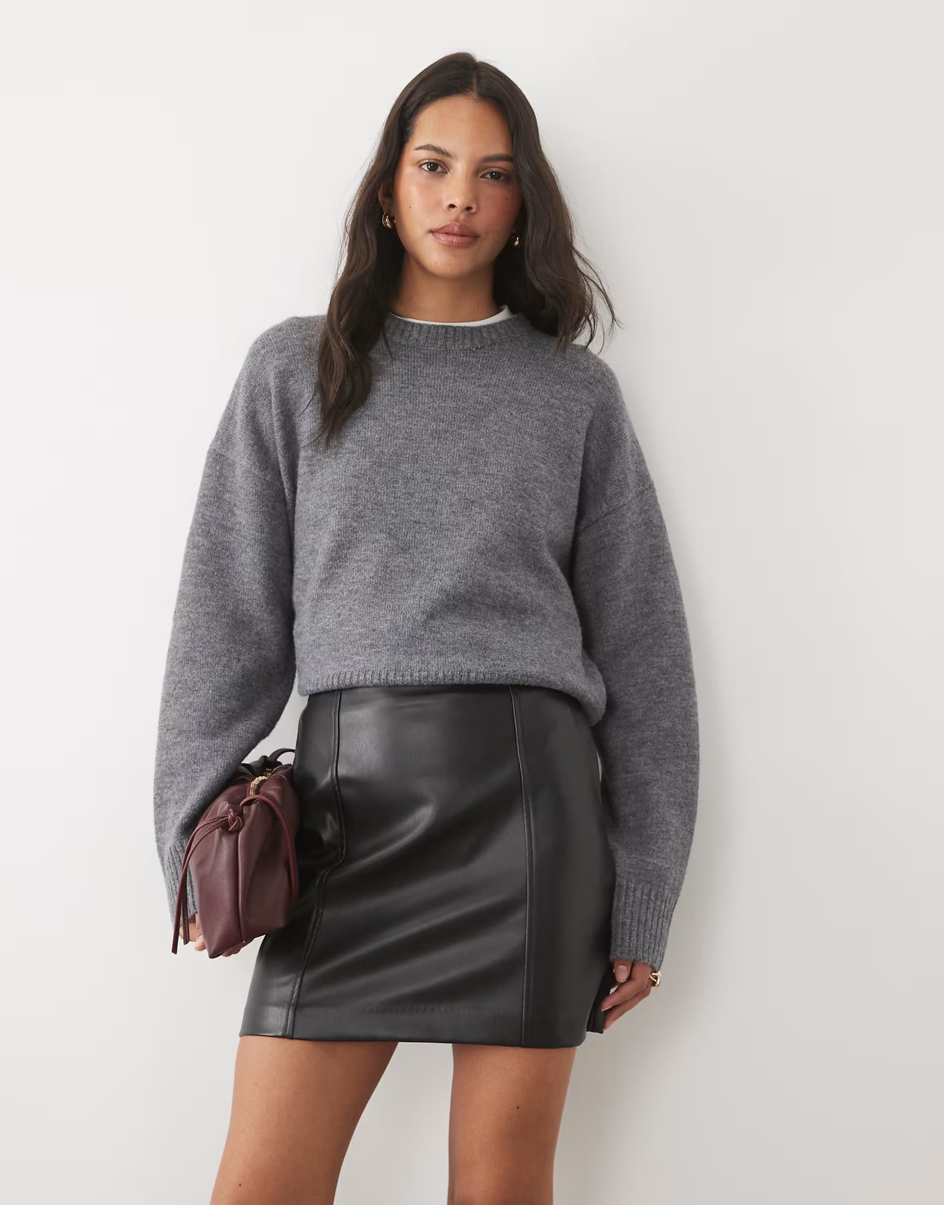 ASOS New Look faux leather mini skirt in black