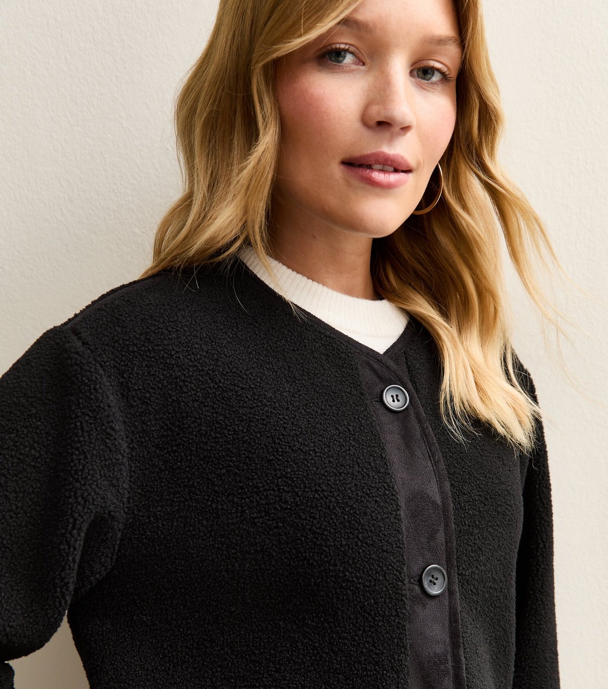 New Look Women's Black Borg Button Through Jacket New Look - 3