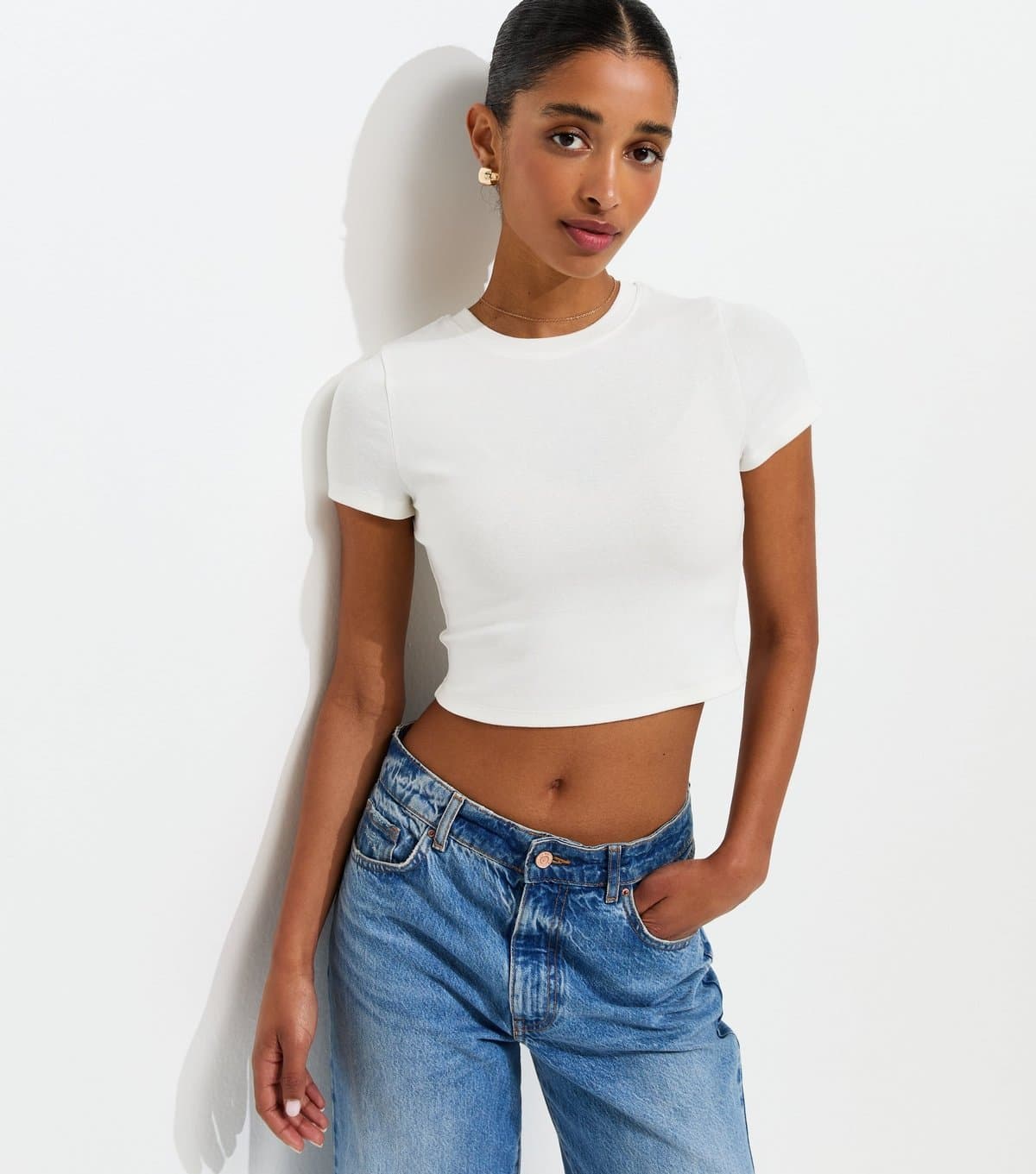 New Look New Look Off White Modal Baby Tee Cropped T-Shirt