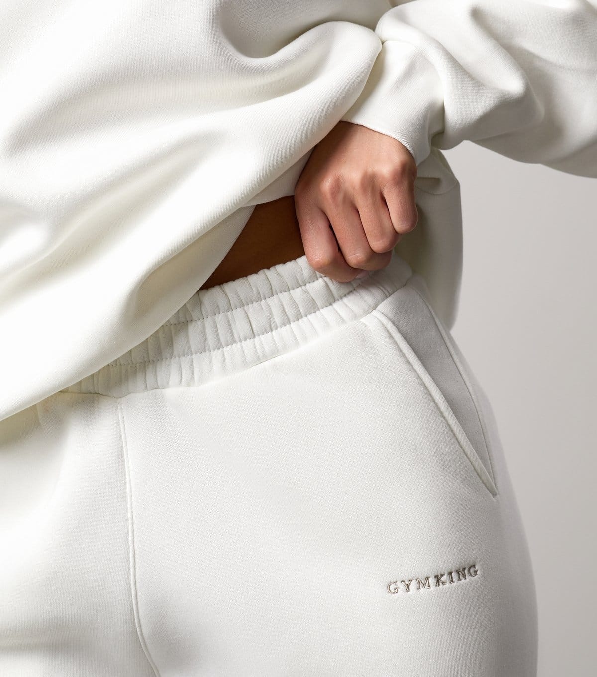 Gym King Women's Cream Logo Embroidered Jersey Joggers Gym King New Look - 4