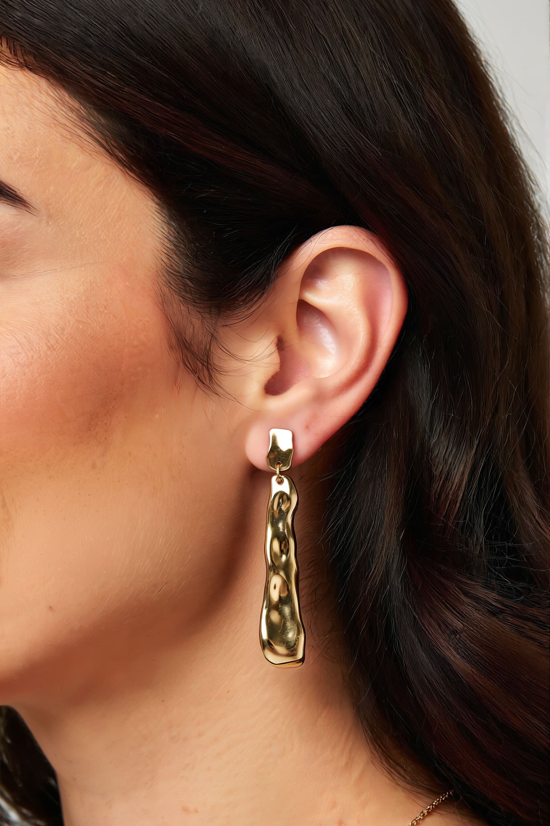 Yours Gold Tone Long Molten Drop Earrings