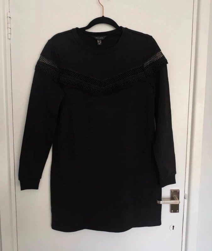 New Look rich cotton stunning black tunic/dress with openwork pattern🖤size L great condition
