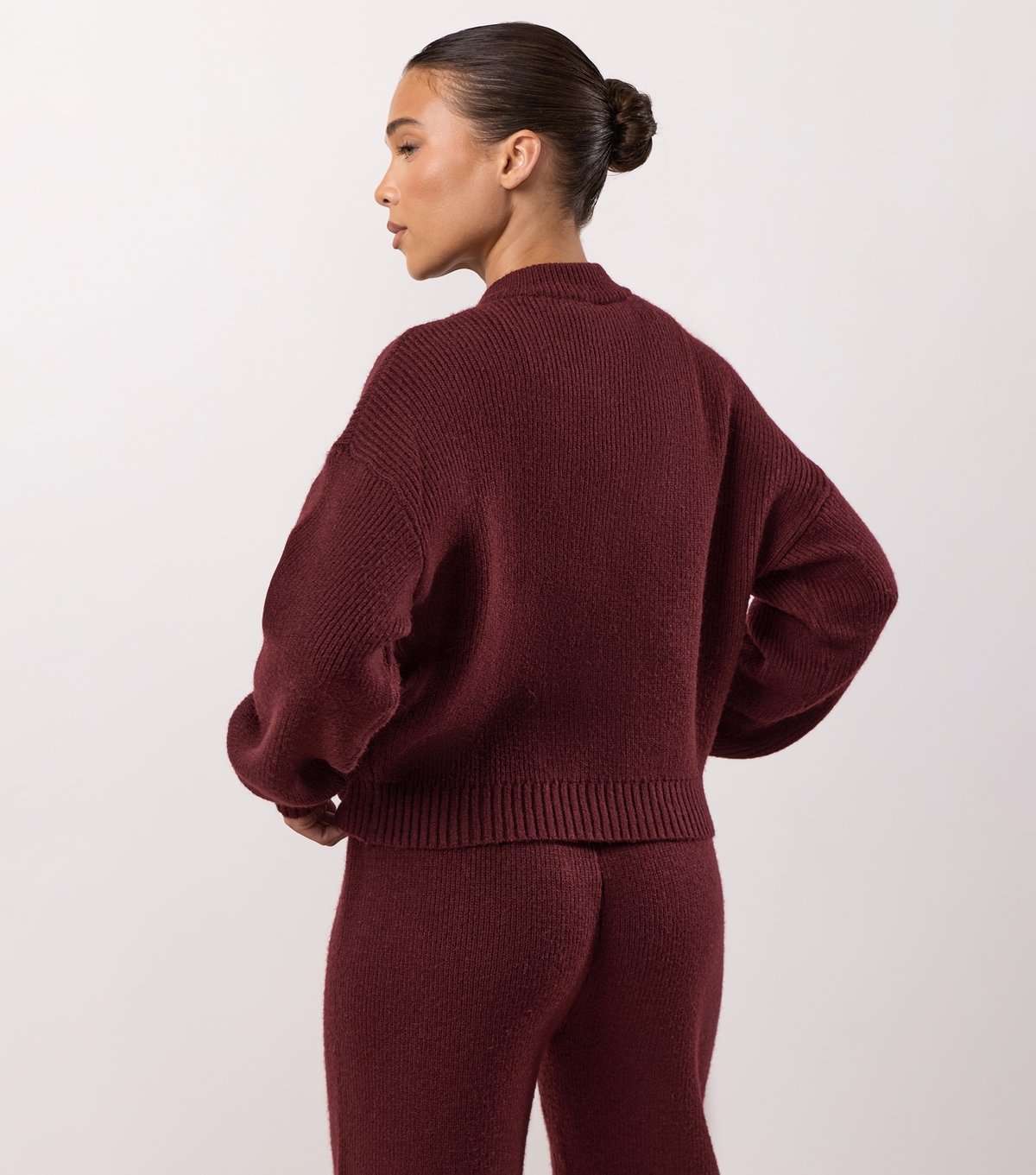 Gym King Women's Burgundy Rib Knit Zip Jacket Gym King New Look - 3