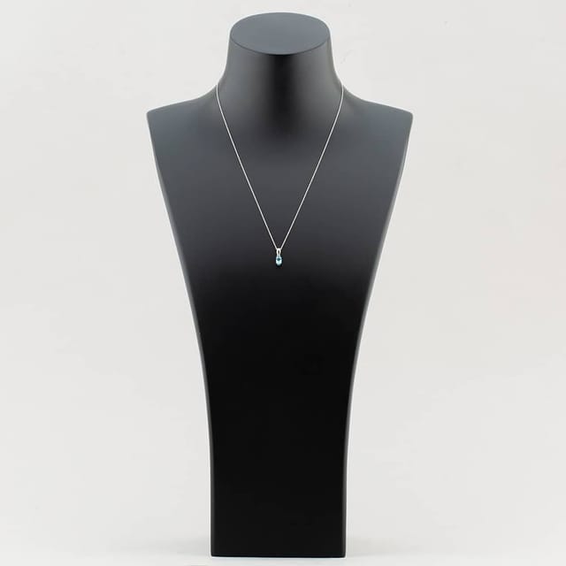 T.H.Baker T.H.Baker Women's 9ct White Gold Oval Cut Blue Topaz Necklace OJS0006P-SBT 9KW - 2
