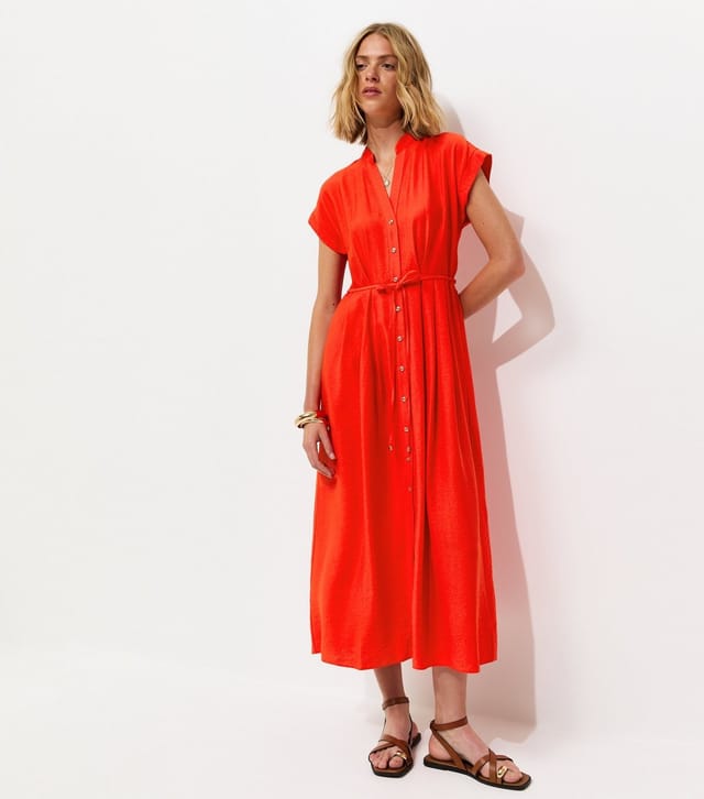 New Look Women's Bright Red Toggle Shirt Midi Dress New Look - 2