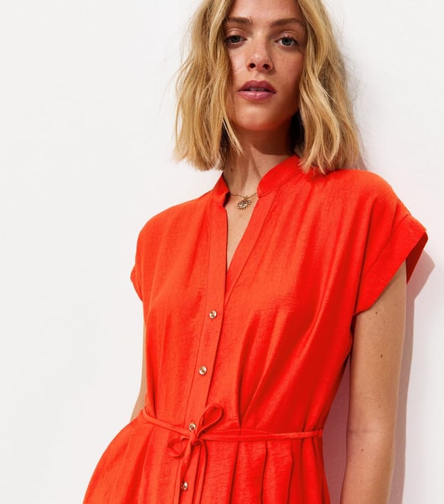 New Look Women's Bright Red Toggle Shirt Midi Dress New Look - 3