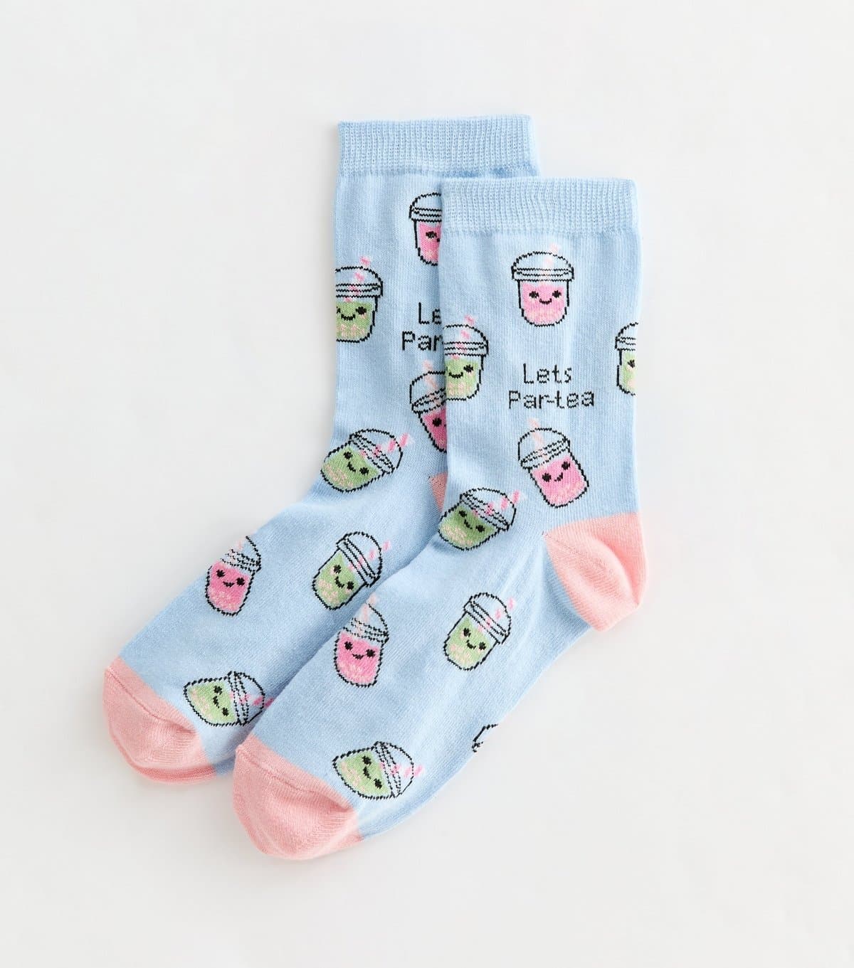 New Look Blue Bubble Tea Patterned Ankle Socks New Look