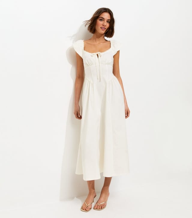 New Look Women's White Lace Trim Milkmaid Midi Dress New Look - 3