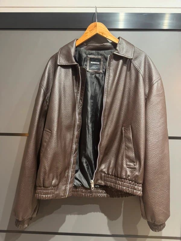 Bershka Brown Leather Jacket (Medium)