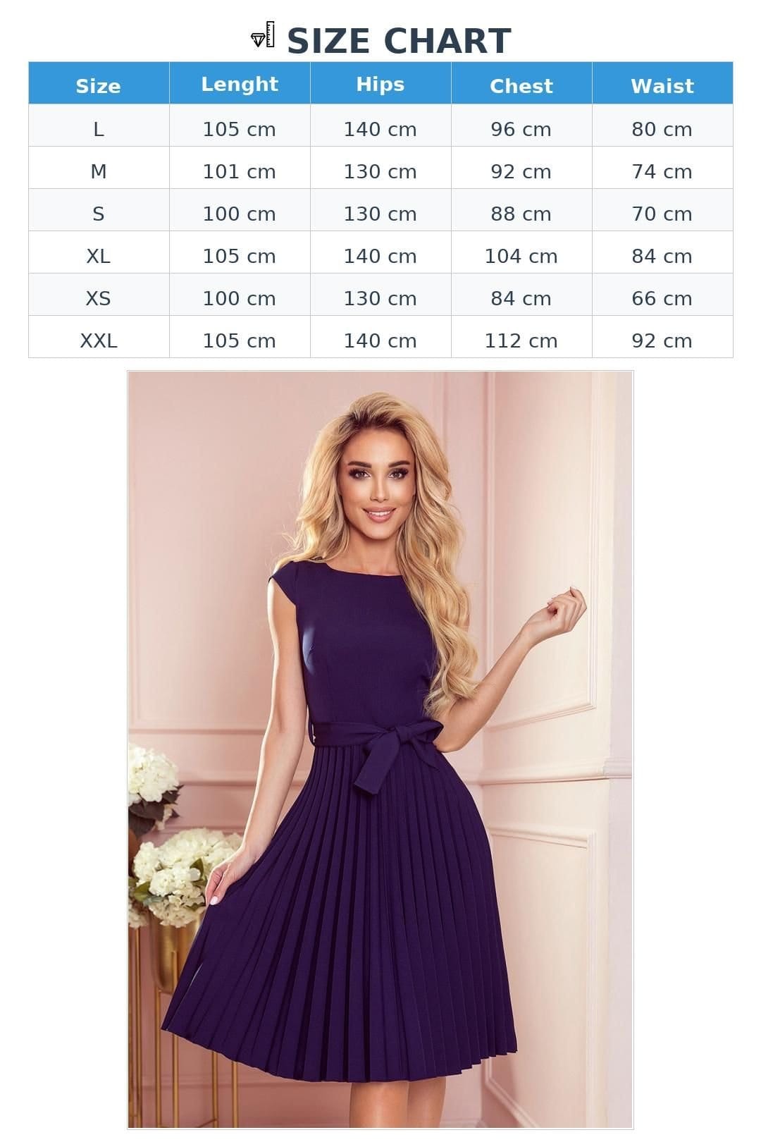 Love Lace Love Lace Women's Pleated Short Sleeve Belt Dress Navy in Blue - 4