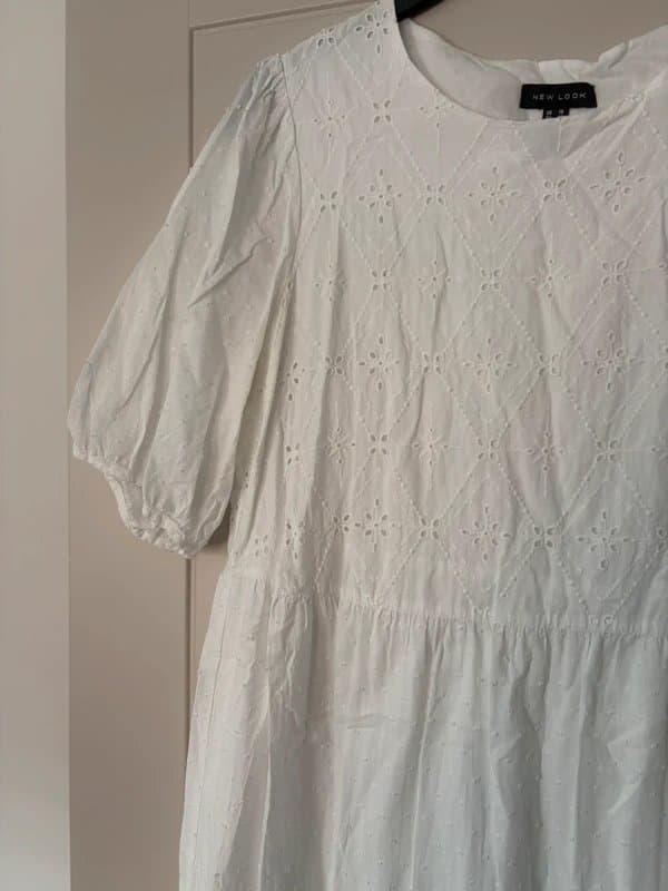 New Look New Look Size 14 White Embroidered Midi Dress