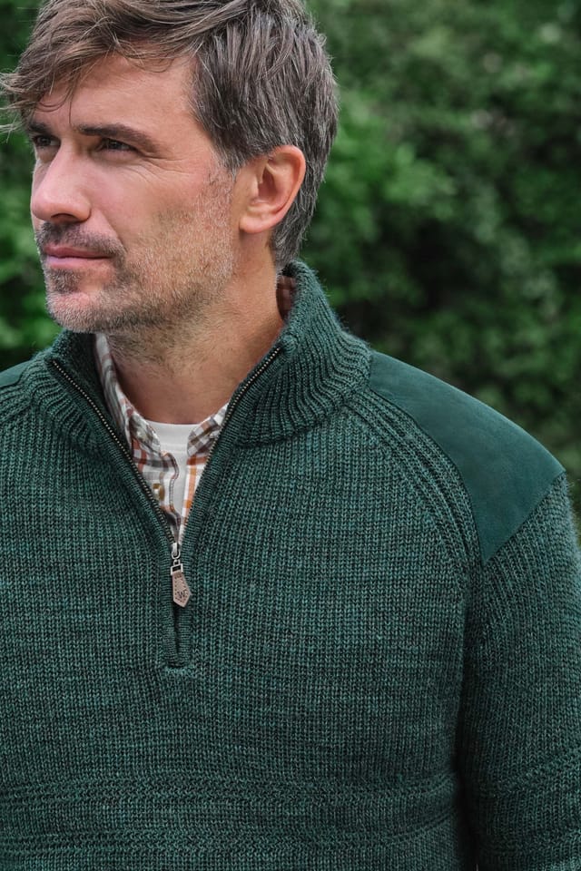 WoolOvers WoolOvers Men's Pure Wool Hill Walker Jumper in Green - 2