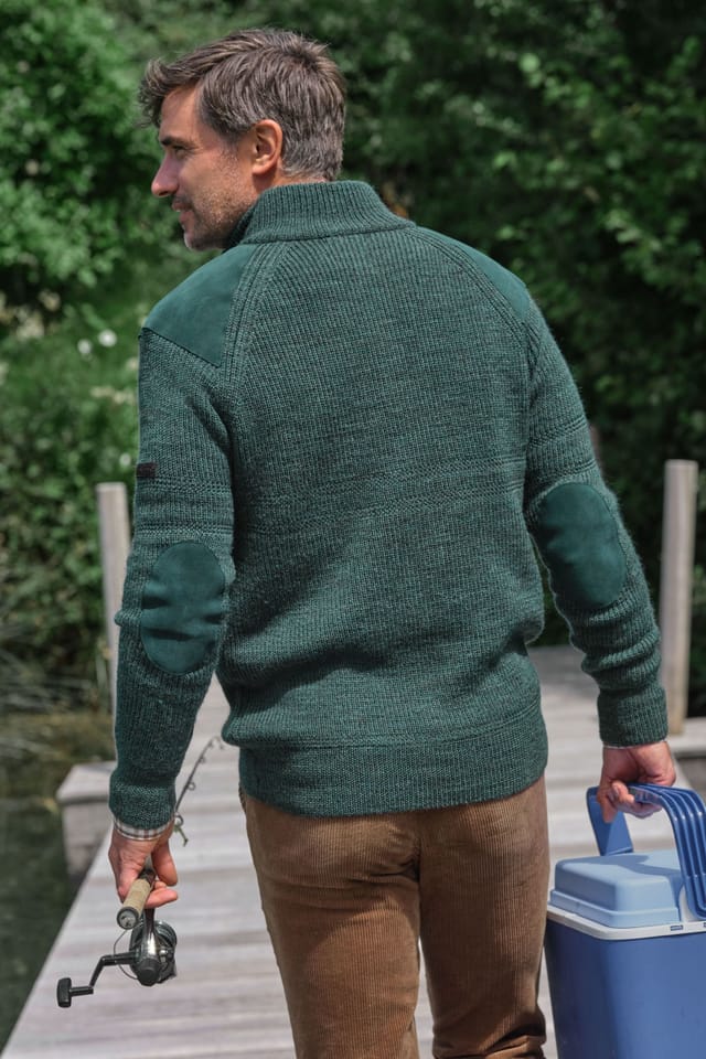 WoolOvers WoolOvers Men's Pure Wool Hill Walker Jumper in Green - 3