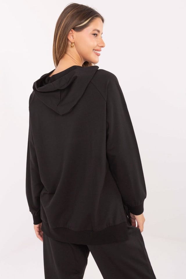 Love Lace Love Lace Women's Oversized Cotton Elastane Hoodie Sweatshirt in Black - 3