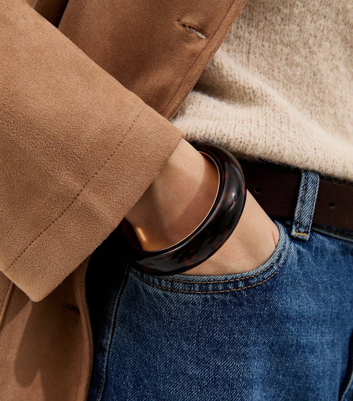 New Look Brown Resin Tortoiseshell Chunky Bangle New Look