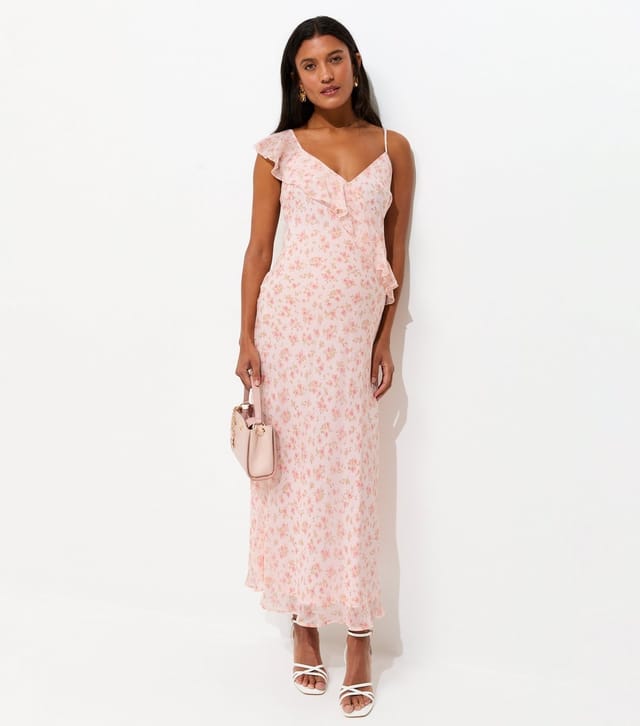 New Look Women's Maternity Light Pink Floral Chiffon Ruffle Midi Dress New Look - 2