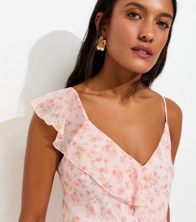 New Look Women's Maternity Light Pink Floral Chiffon Ruffle Midi Dress New Look - 3