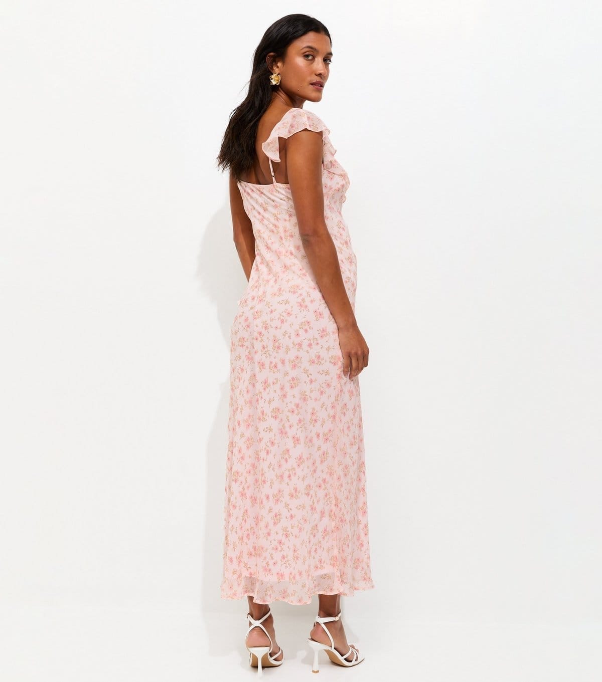 New Look Women's Maternity Light Pink Floral Chiffon Ruffle Midi Dress New Look - 4