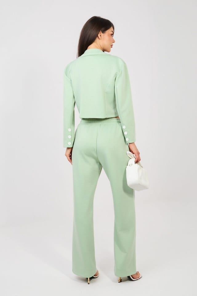 Love Lace Love Lace Women's Elegant Double Breasted Jacket Trouser Set in Green - 3