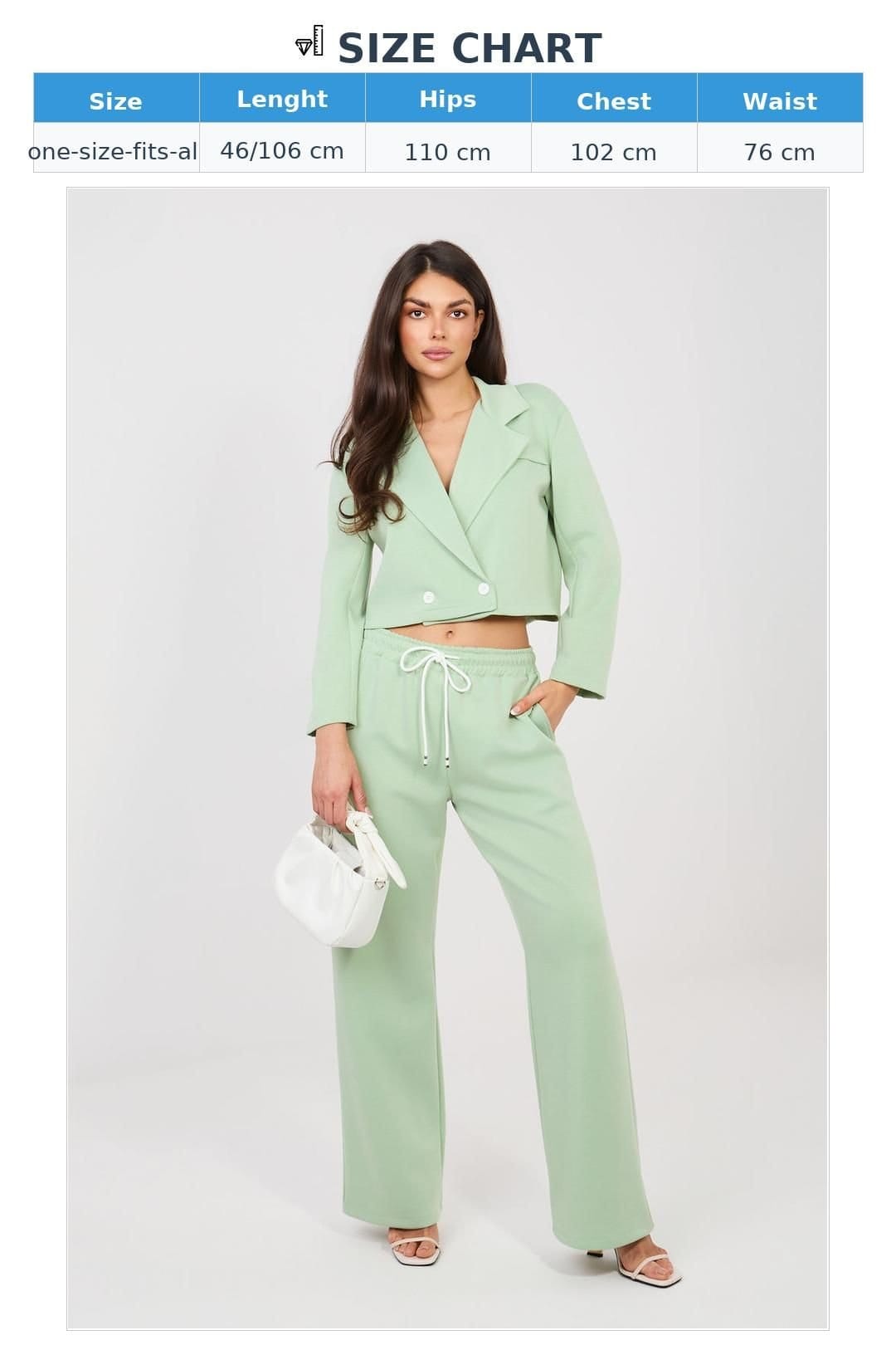 Love Lace Love Lace Women's Elegant Double Breasted Jacket Trouser Set in Green - 4