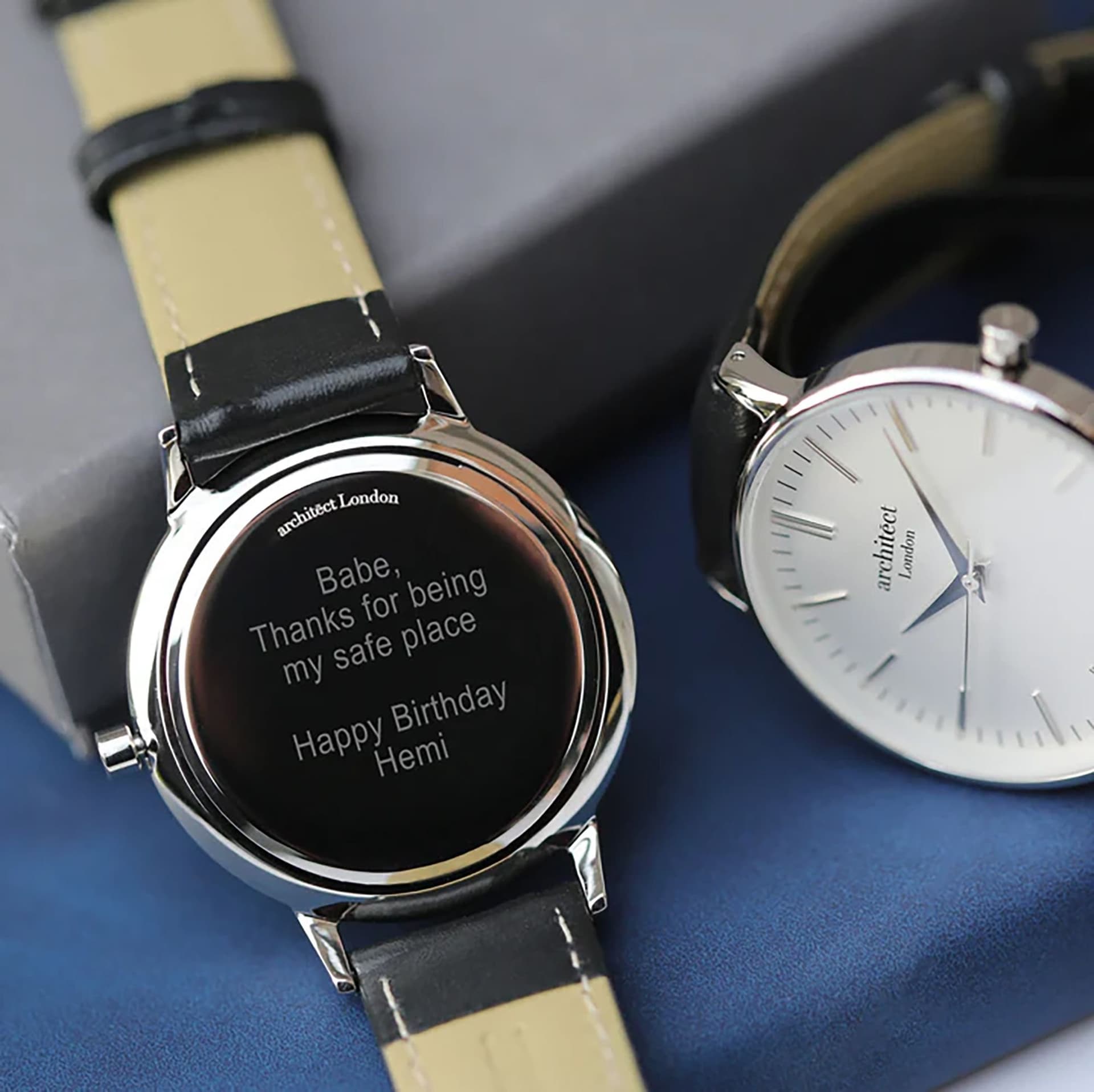 Wear We Met Wear We Met Women's Personalised Blanc Watch Silver Bezel - Engraved in Black