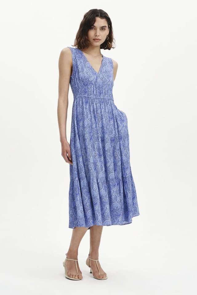 Finery London Finery London Women's Stacey Sleeveless Tiered Midi Dress in Bright Blue - 3