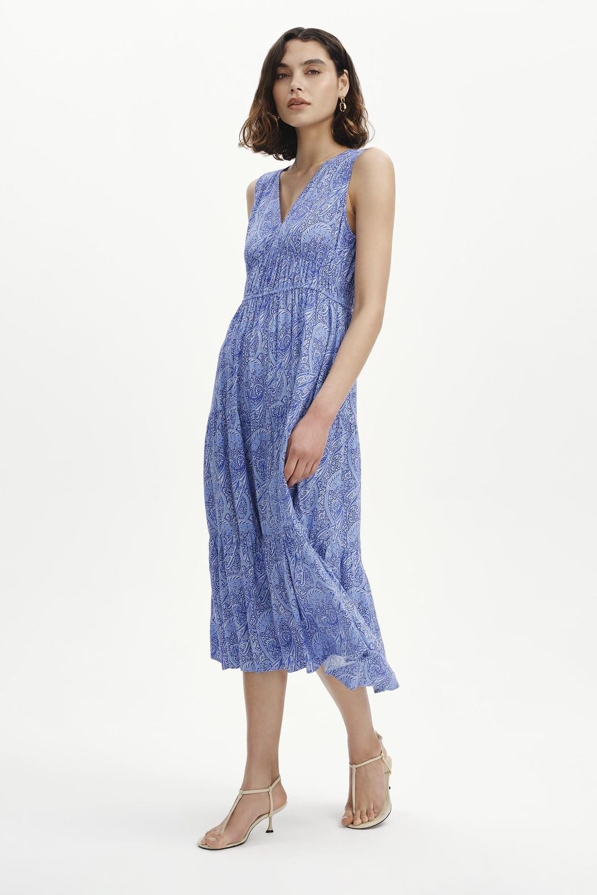 Finery London Finery London Women's Stacey Sleeveless Tiered Midi Dress in Bright Blue - 4