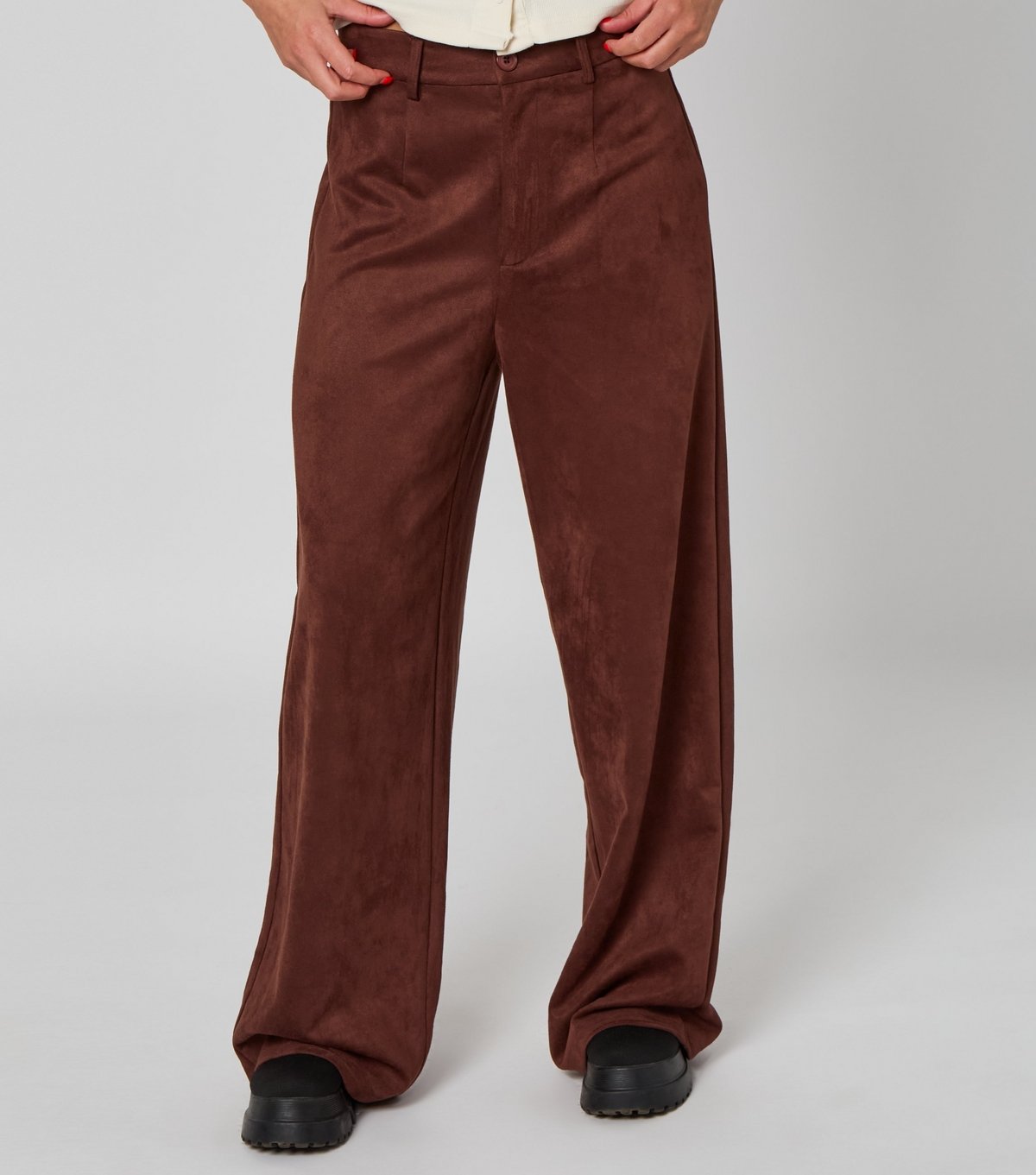 Urban Bliss Women's Brown Faux Suede Wide Leg Trousers Urban Bliss New Look - 3