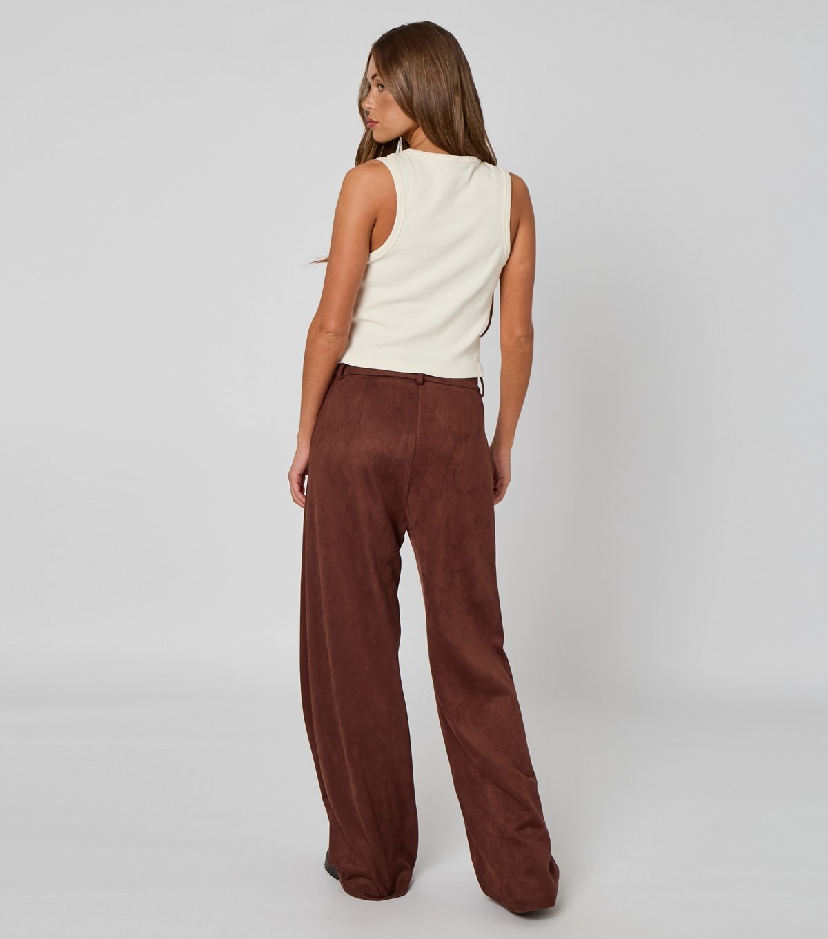 Urban Bliss Women's Brown Faux Suede Wide Leg Trousers Urban Bliss New Look - 4