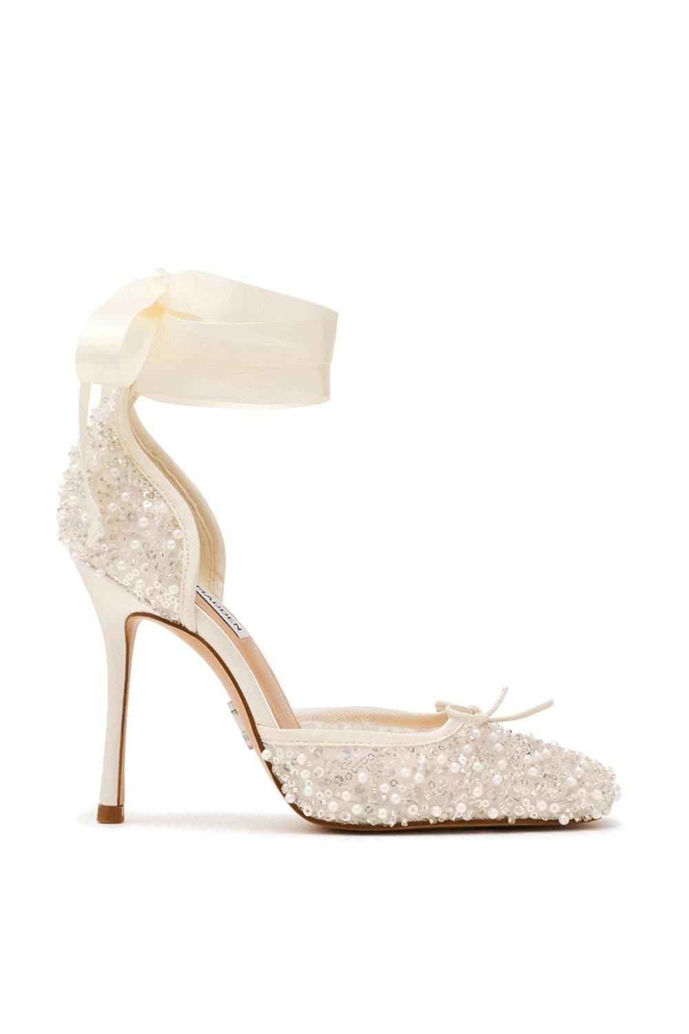 Steve Madden STEVE MADDEN Women's 'Larina White Sequin' Fabric Heels