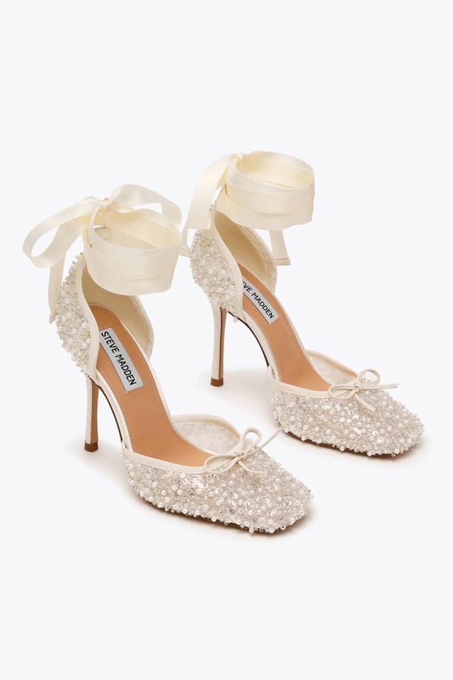 Steve Madden STEVE MADDEN Women's 'Larina White Sequin' Fabric Heels - 2