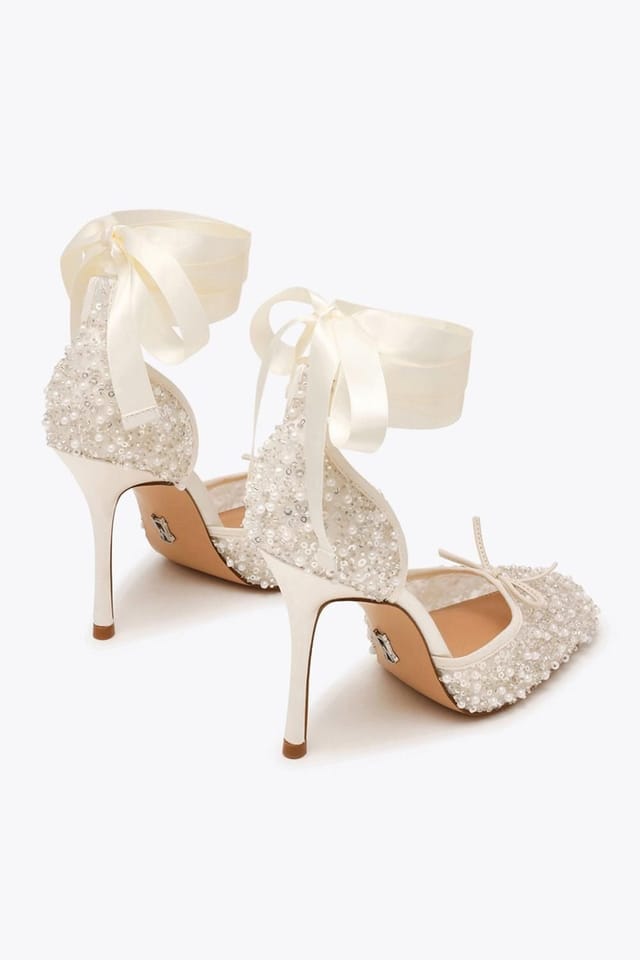 Steve Madden STEVE MADDEN Women's 'Larina White Sequin' Fabric Heels - 3