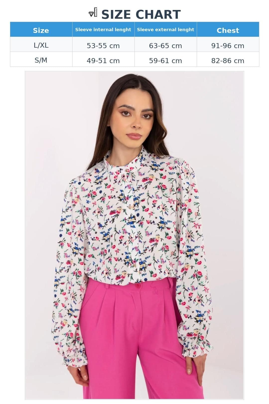 Love Lace Love Lace Women's Floral Stand Collar Long Sleeve Shirt in White - 4