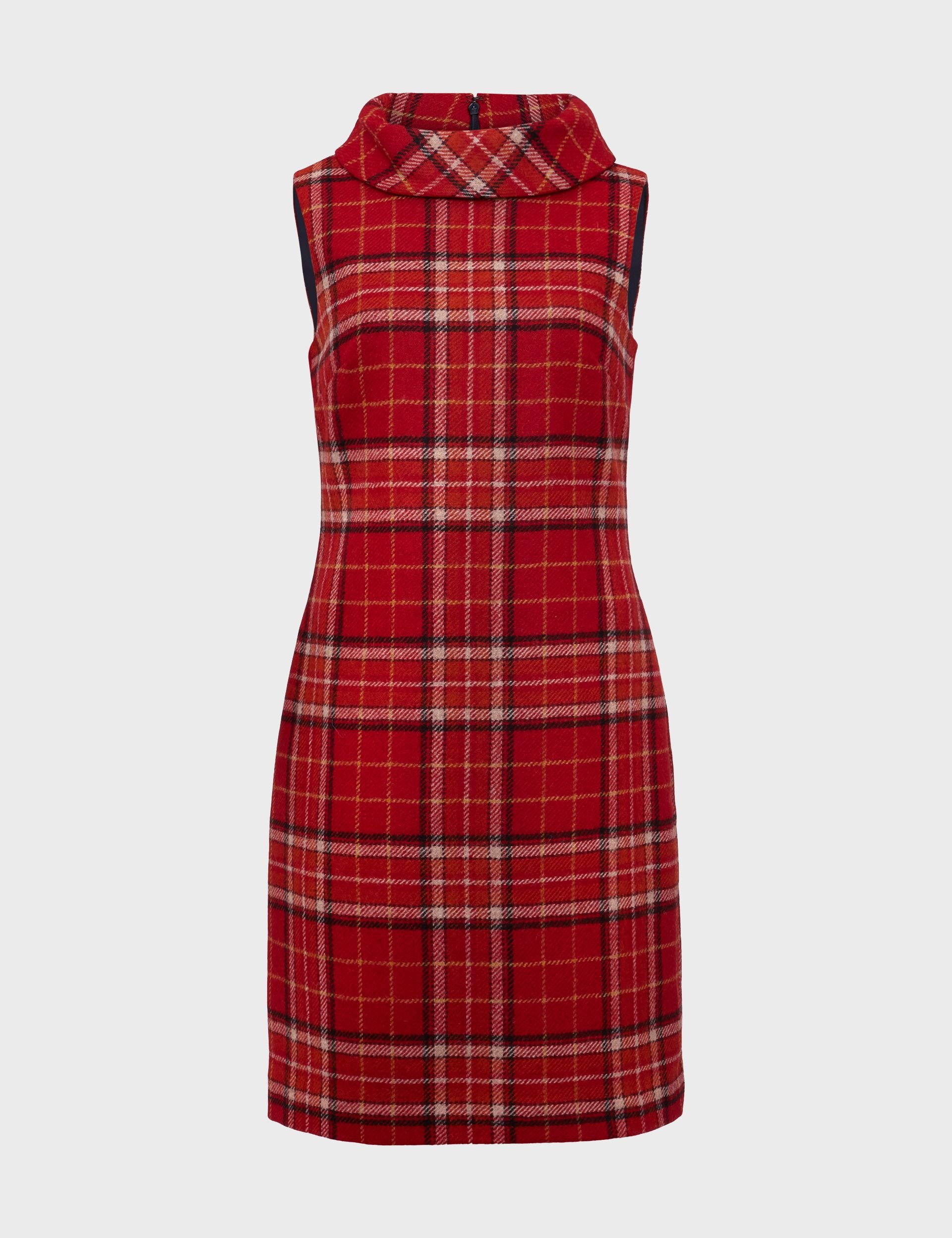 Hobbs London Hobbs London Women's Mila Sleeveless Check Dress in Scarlet - 2