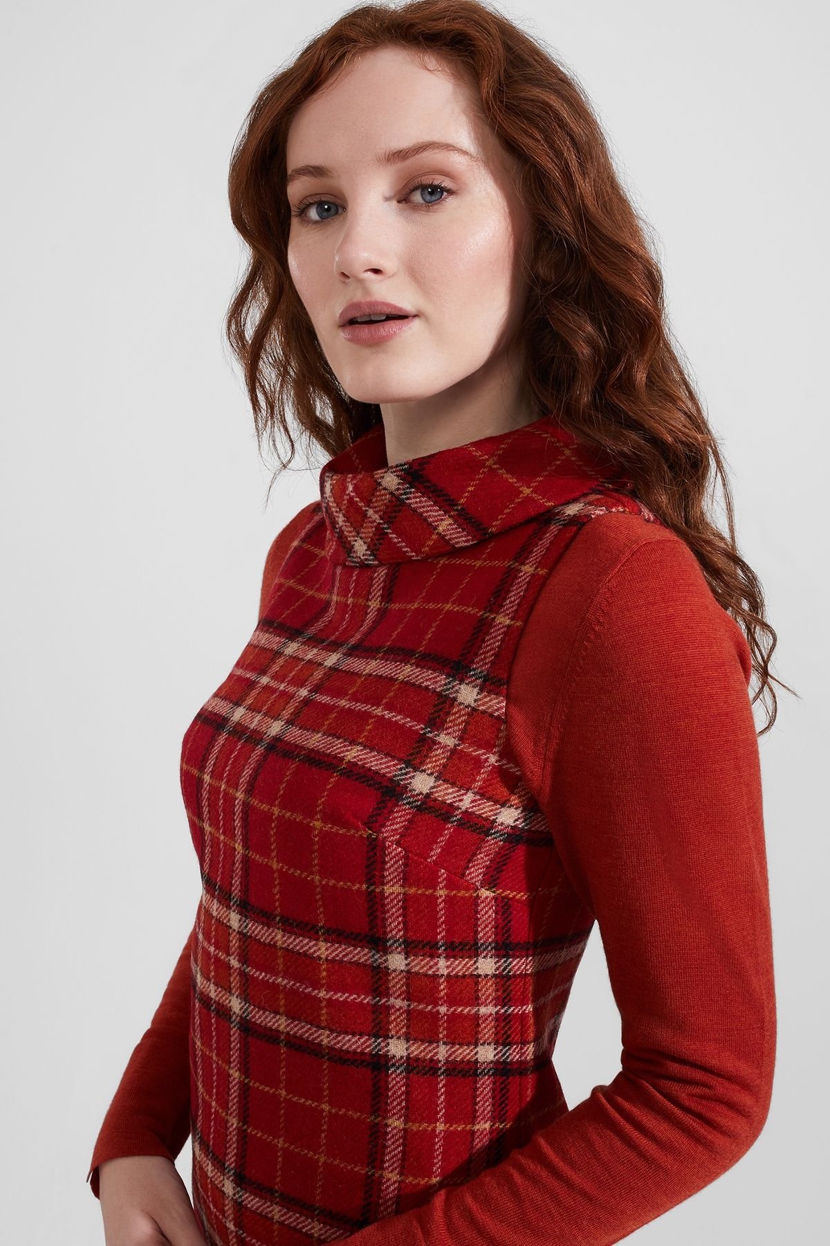 Hobbs London Hobbs London Women's Mila Sleeveless Check Dress in Scarlet - 3