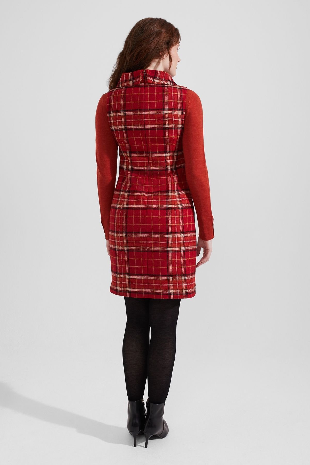 Hobbs London Hobbs London Women's Mila Sleeveless Check Dress in Scarlet - 4