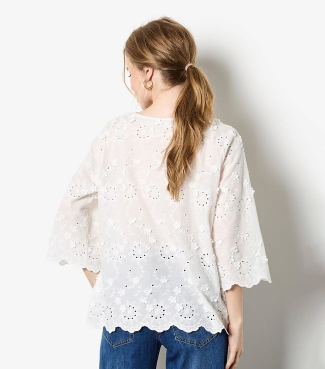 Apricot Women's White Mini Flower Bell Sleeve Top Apricot New Look - 2