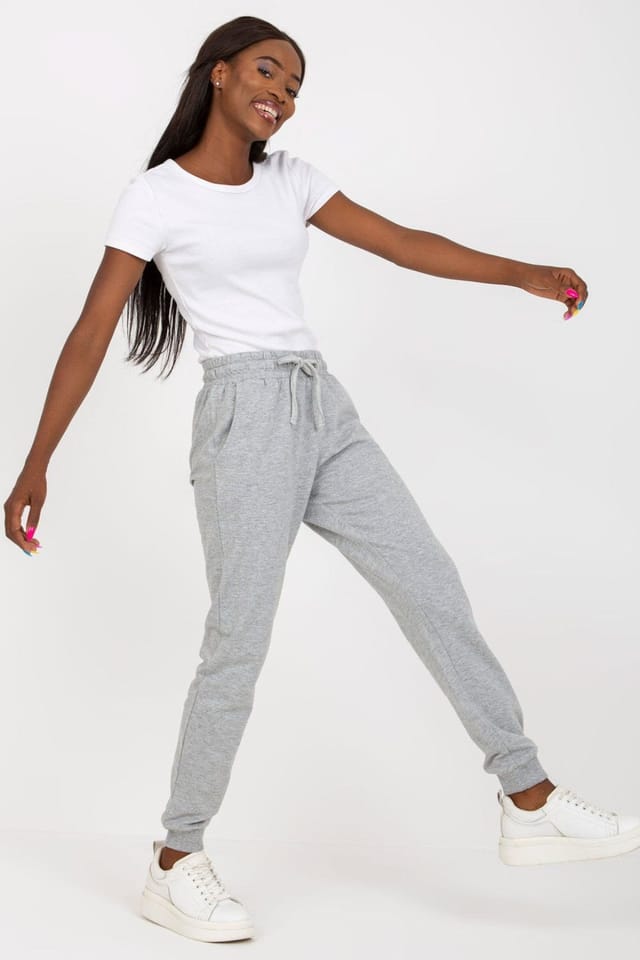 Love Lace Love Lace Women's High Waisted Tie Sweatpants Elastic Waist in Grey - 3