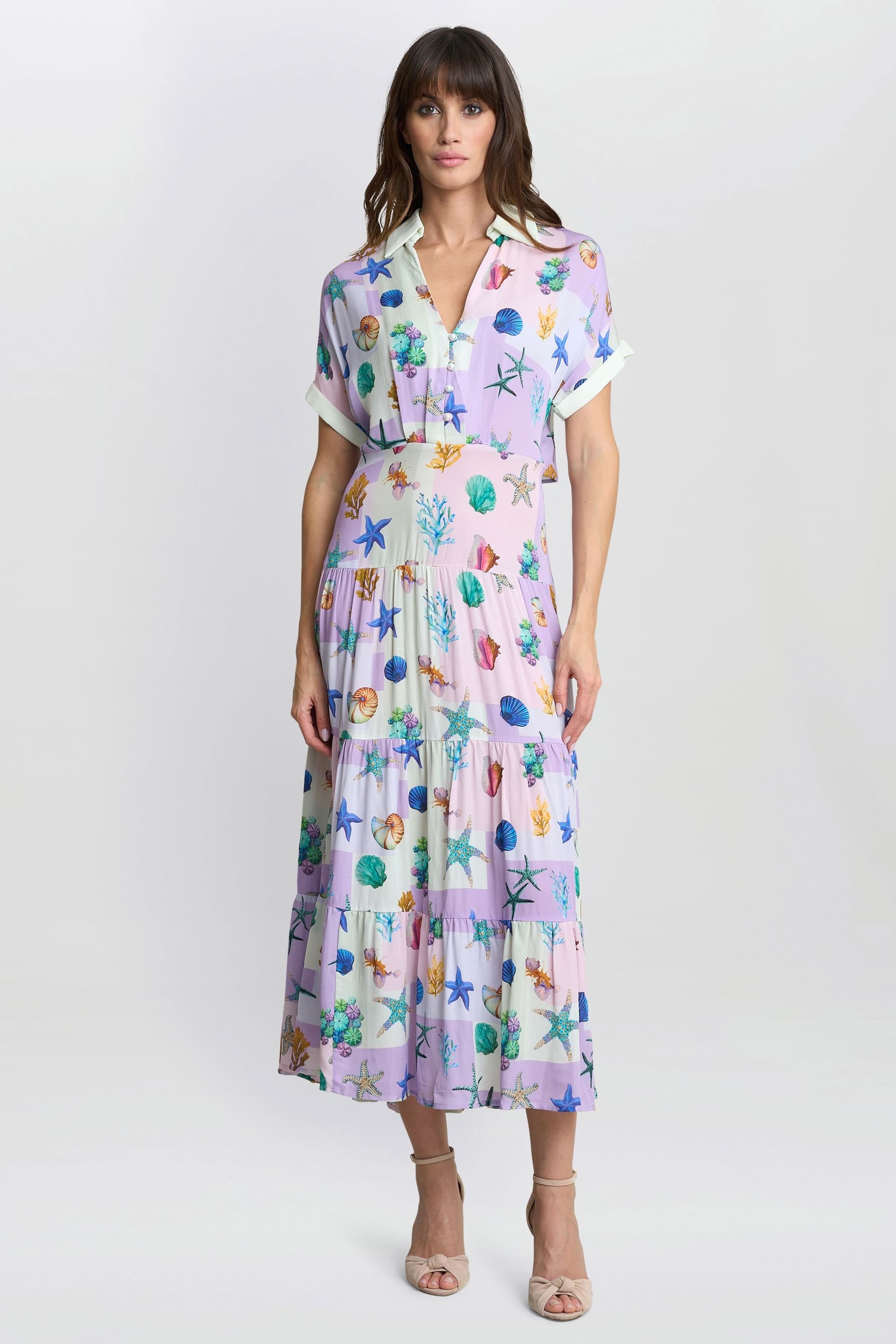 Gina Bacconi Gina Bacconi Women's Liv Seashell Print Shirt Dress
