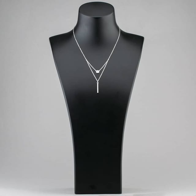 T.H.Baker T.H.Baker Women's Sterling Silver Cubic Zirconia Pave Two Row Double Lariat Necklace N611060 - 2