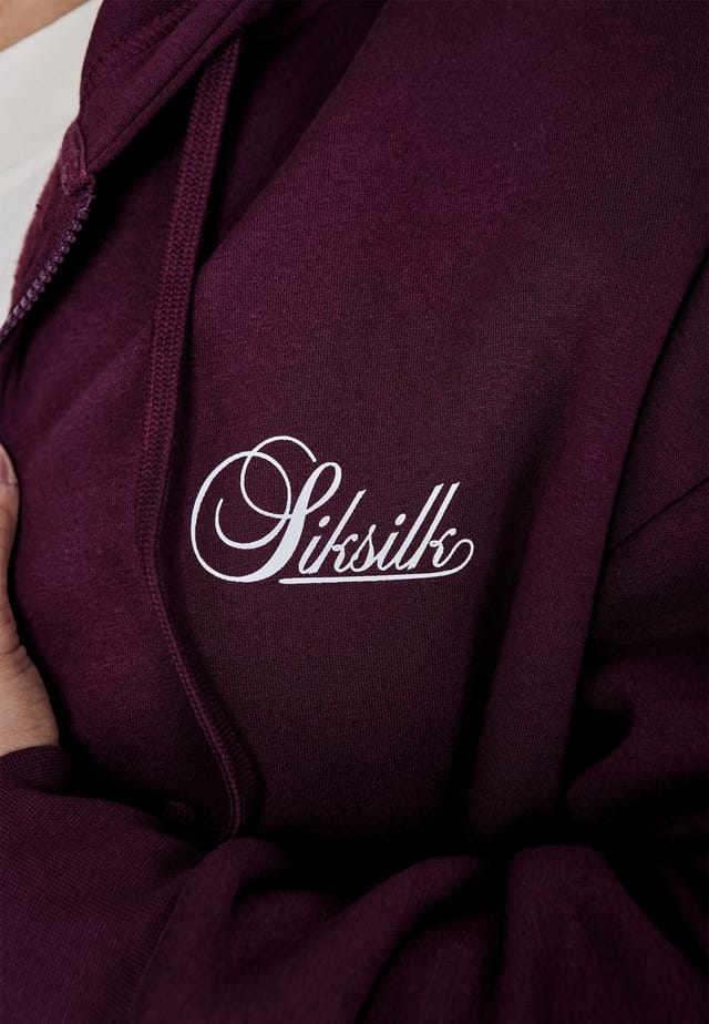 SikSilk SikSilk Men's Essentials Full Zip Hoodie in Burgundy - 2