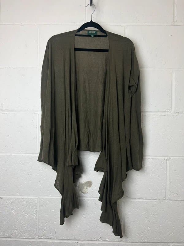 Hobbs hobbs khaki green cardigan silk and linen